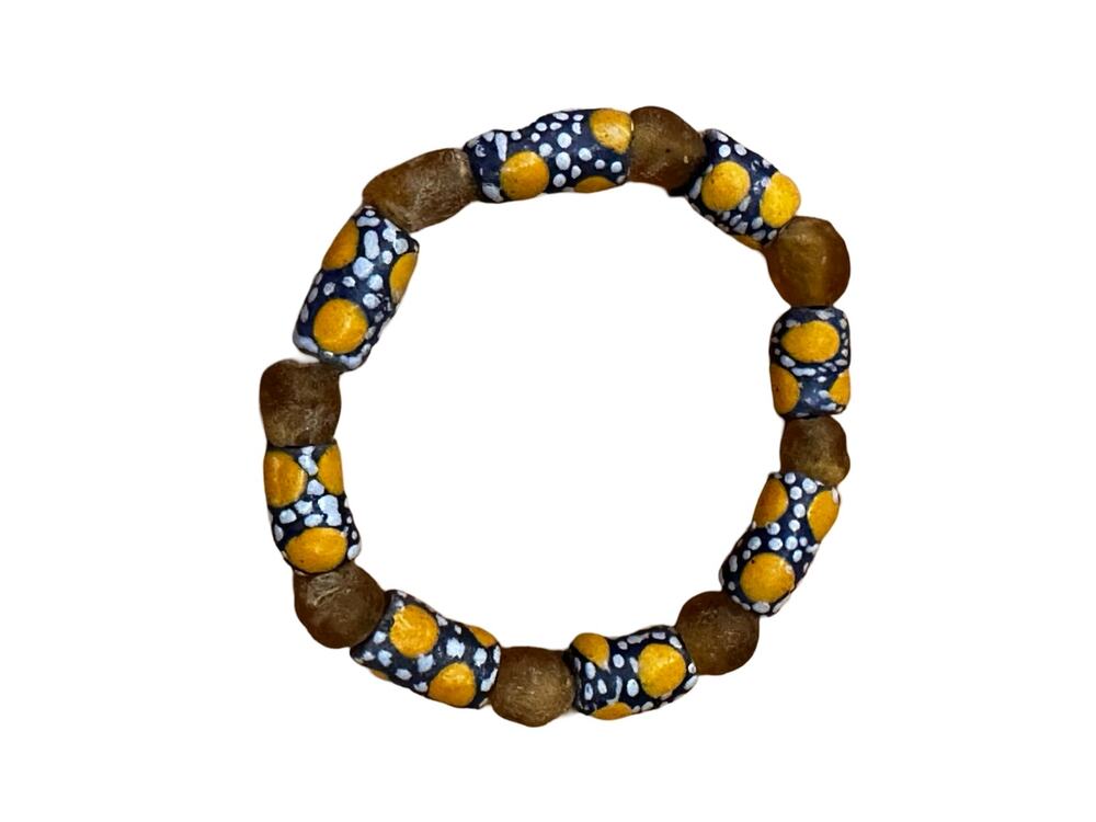 Orange Art Glass Beaded Bracelet